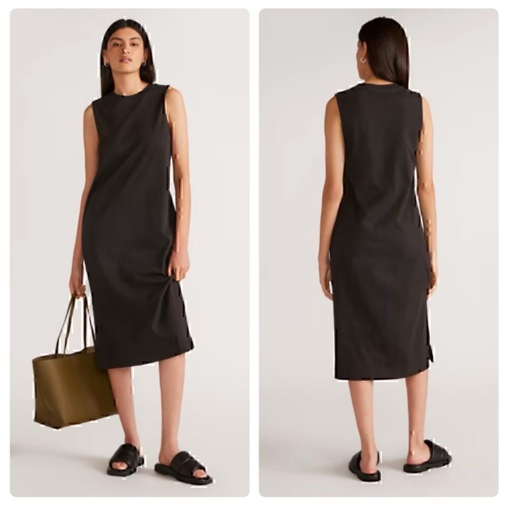 NEW Everlane The Long Weekend Midi Dress Black‎ Small Sustainable Minimalist